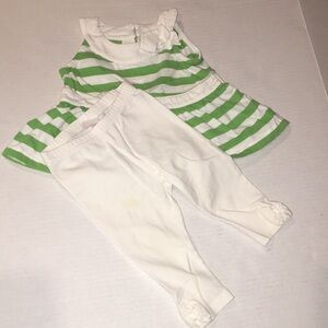 Janie And Jack Baby Girl Green And White Summer Outfit
